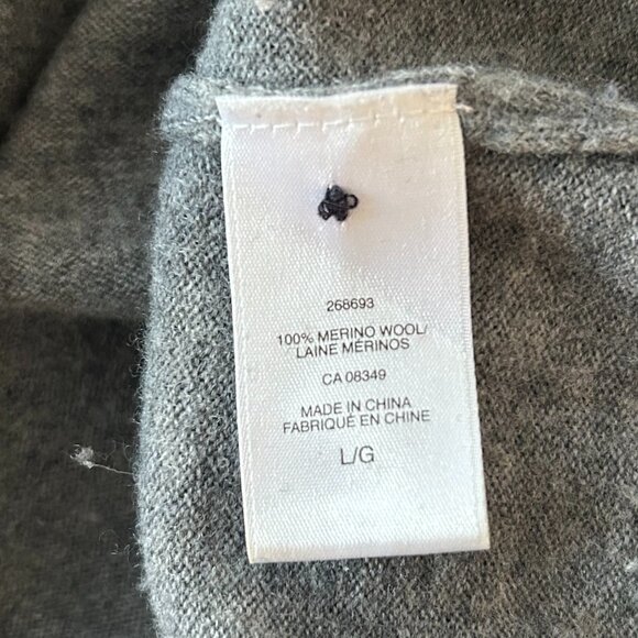 Nine West 100% Merino Wool Gray Crew Neck Cardigan Women's Large - Picture 5 of 5